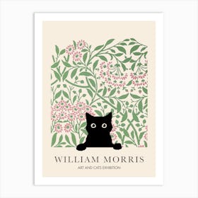 William Morris Peeakaboo Cat Michaelmas Daisy John Henry Dearle Art Print