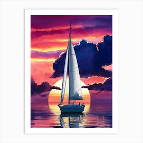 Sailboat At Sunset 7 Art Print