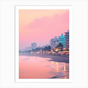 Juhu Beach Mumbai India Turquoise And Pink Tones 1 Art Print