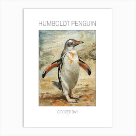 Humboldt Penguin Cooper Bay Watercolour Painting 2 Poster Art Print