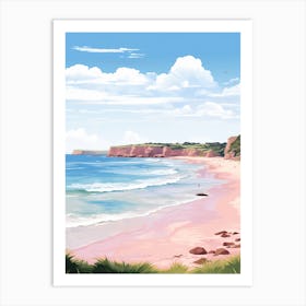 An Illustration In Pink Tones Of  Gracetown Beach Australia 4 Art Print