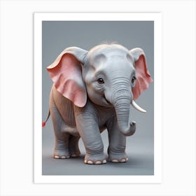 Cute Baby Elephant Nursery Ilustration (8) Art Print