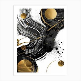 Abstract Gold And Black Canvas Art Art Print