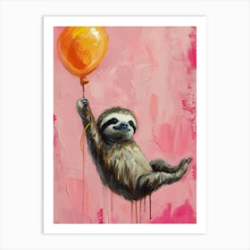Cute Sloth 2 With Balloon Art Print