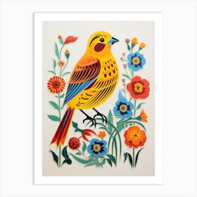 Scandinavian Bird Illustration Yellowhammer 3 Art Print