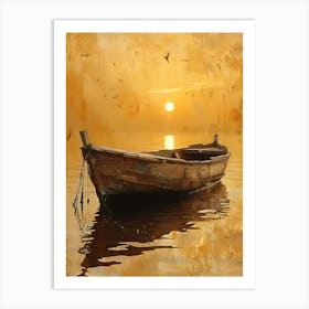 Sunset Boat Photo Art Print