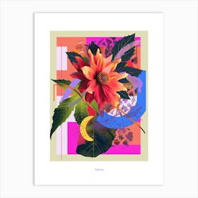 Dahlia 4 Neon Flower Collage Poster Art Print