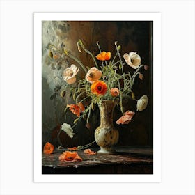 Baroque Floral Still Life Poppy 2 Art Print