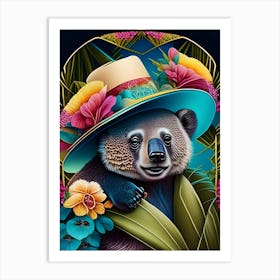 Koalaandflowerhat Art Print