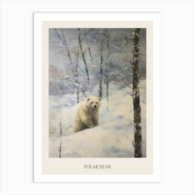 Vintage Winter Animal Painting Poster Polar Bear 2 Art Print