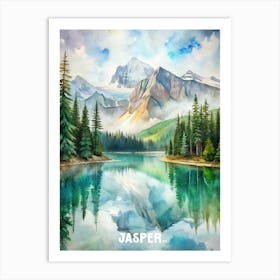 Jasper National Park watercolor painting Art Print