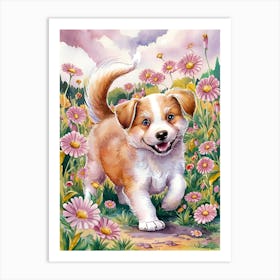 Puppy In The Meadow garden Art Print