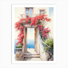 Amalfi, Italy   Mediterranean Doors Watercolour Painting 11 Art Print