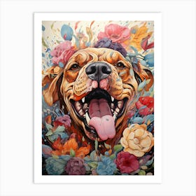 Dog With Flowers 1 Art Print