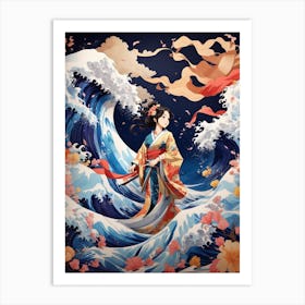 The Great Wave off Kanagawa - Anime Style 3 Art Print