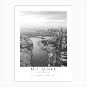 Melbourne Australia Black And White Art Print