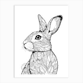 Rabbit Minimalist Line Art Monoline Illustration Art Print