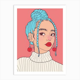 Girl With Blue Hair 17 Art Print