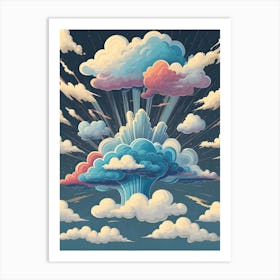 Cartoon Clouds In The Sky Art Print