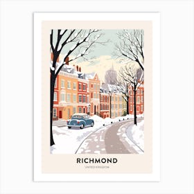 Vintage Winter Travel Poster Richmond England 2 Art Print