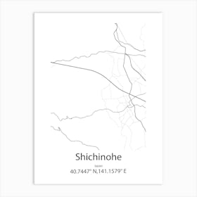 Shichinohe,Japan Minimalist Map Art Print