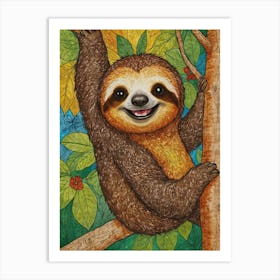 Happy Sloth Art Print