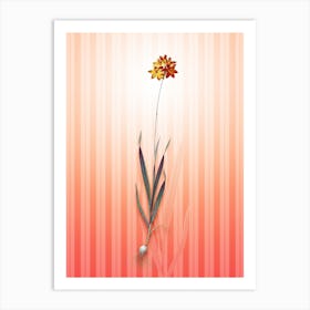 Orange Ixia Vintage Botanical in Peach Fuzz Awning Stripes Pattern n.0196 Art Print