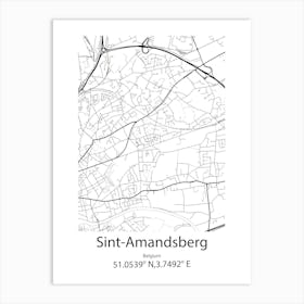 Sint Amandsberg,Belgium Minimalist Map Art Print