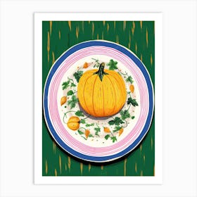 A Plate Of Pumpkins, Autumn Food Illustration Top View 54 Art Print