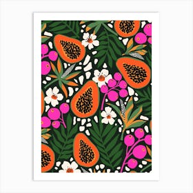 Into The Garden - Tropical Fruit Papaya Pattern Art Print