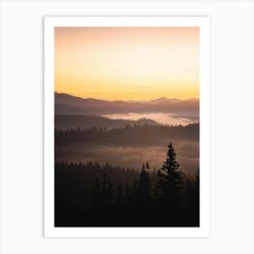 Serene Mountain Silhouette Dominating The Skyline Against The Twilight Hues Of The Vast Wilderness L Art Print