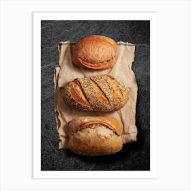 Bread — Food kitchen poster/blackboard, photo art Art Print