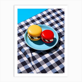 Macarons Checkboard Red & Yellow Art Print