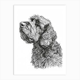 Labradoodle Dog Line Sketch 1 Art Print