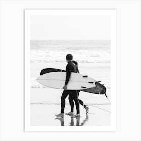 Surfer Couple - Cool B/W Surf Photography Art Print