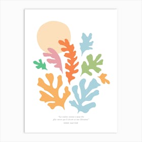 Abstract Matisse Pastel leafy Nature Cut-out on Peach Fuzz Sun Art Print