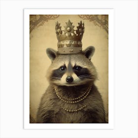 Vintage Portrait Of A Racoon Wearing A Crown Rennaissance 2 Art Print