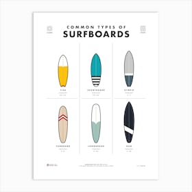 Common Types Of Surfboards Art Print