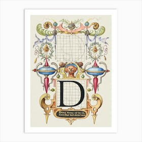 Guide For Constructing The Letter D From Mira Calligraphiae Monumenta, Joris Hoefnagel Art Print