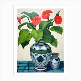 Flowers In A Vase Still Life Painting Impatiens 2 Art Print