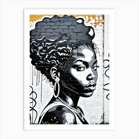 Vintage Graffiti Mural Of Beautiful Black Woman 120 Art Print