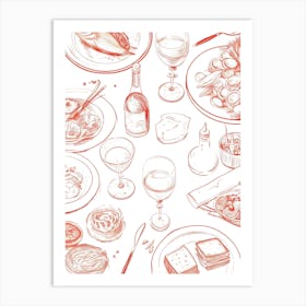 Hand Drawn Food Vector Art Print