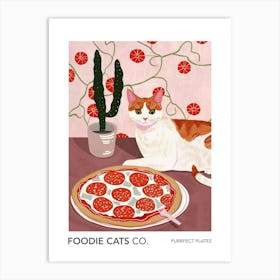 Foodie Cats Co Cat And Pepperoni Pizza 1 Art Print