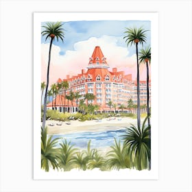 Hotel Del Coronado   Coronado, California   Resort Storybook Illustration 2 Art Print