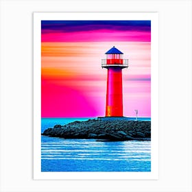 Lighthouse Waterscape Pop Art Photography 1 Art Print
