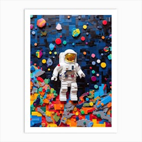 Astronaut And Colourful Bricks 4 Art Print