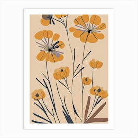 Desert Marigold Wildflower Modern Muted Colours 1 Art Print