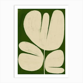 Big White Flower On Green Art Print