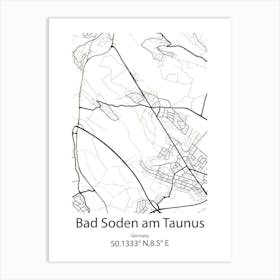 Bad Soden Am Taunus,Germany Minimalist Map Art Print