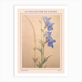 Larkspur French Flower Botanical Poster Art Print